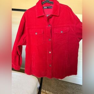 Zara Red Corduroy Overshirt/Shirt Jacket